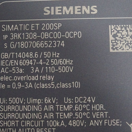 Siemens ET200SP Motorstarter 3RK1308-0BC00-0CP0