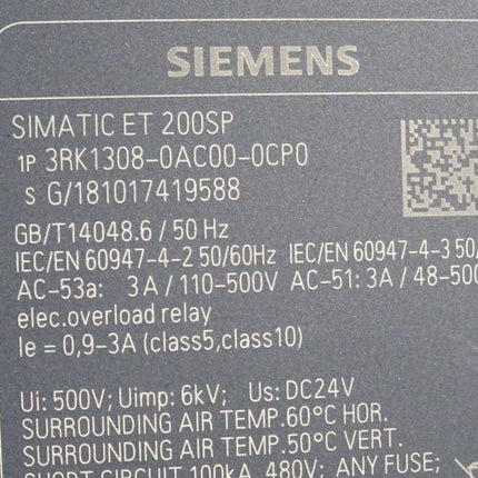 Siemens ET200SP Motorstarter 3RK1308-0AC00-0CP0