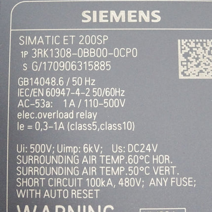 Siemens ET200SP Motorstarter 3RK1308-0BB00-0CP0