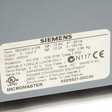 Siemens Micromaster Eco 6SE9521-0DC50 4kW / Unbenutzt