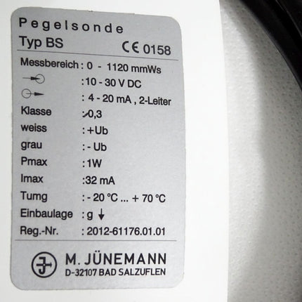 M.Jünemann Pegelsonde BS 0-1120mmWs 2012-61176.01.01 / Unbenutzt