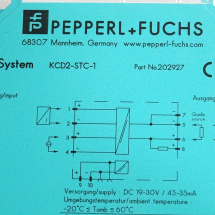 Pepperl+Fuchs SMART-Transmitterspeisegerät KCD2-STC-1 202927