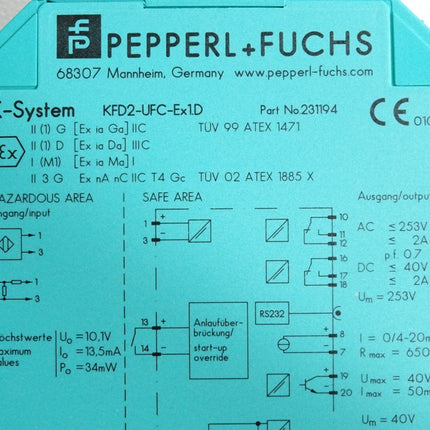 Pepperl+Fuchs Frequenzmessumformer mit Grenzwerten KFD2-UFC-Ex1.D 231194