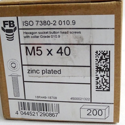 FB Linsenflanschschrauben ISO 7380-2 10.9 4500021322 M5x40 / 200 Stück - Maranos.de