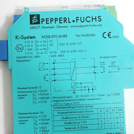 Pepperl+Fuchs SMART-Transmitterspeisegerät KCD2-STC-Ex1.ES 322426