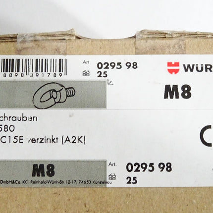 Würth Ringschrauben DIN580 Stahl C15E verzinkt A2K 029598 M8/ 25 Stück - Maranos.de