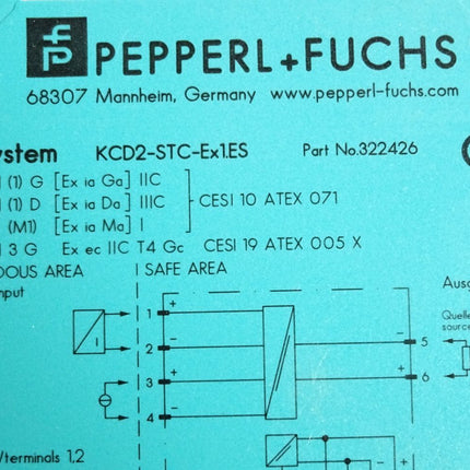 Pepperl+Fuchs SMART-Transmitterspeisegerät KCD2-STC-Ex1.ES 322426