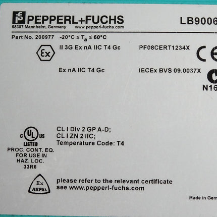 Pepperl+Fuchs Netzgerät LB9006C 200977