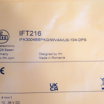 Ifm Electronic IFT216 IFK3004BBPKG/V4A/US-104 Induktiver Sensor / Neu OVP - Maranos.de