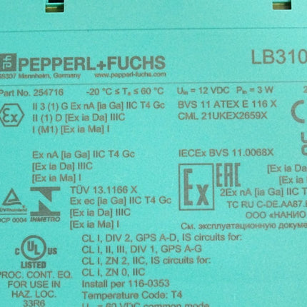 Pepperl+Fuchs HART-Transmitterspeisegerät LB3106A 254716