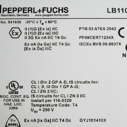 Pepperl+Fuchs Binäreingang LB1108A 541936