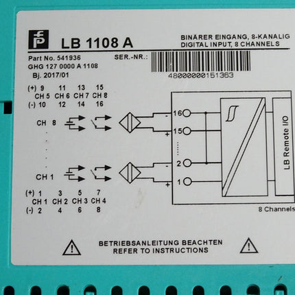 Pepperl+Fuchs Binäreingang LB1108A 541936