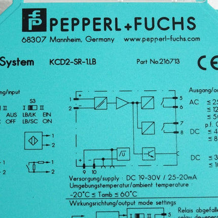 Pepperl+Fuchs Schaltverstärker 216713 KCD2-SR-1.LB