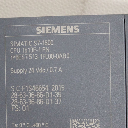 Siemens S7-1500 CPU1513F-1 PN 6ES7513-1FL00-0AB0 6ES7 513-1FL00-0AB0