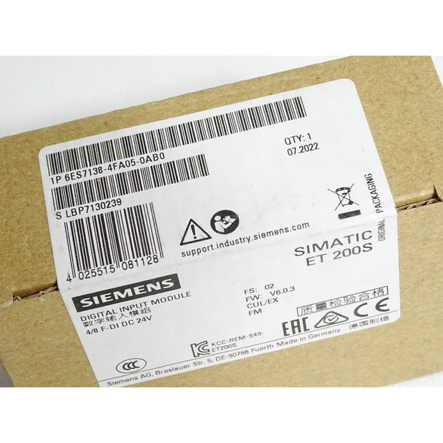 Siemens ET200S 4/8F-DI 6ES7138-4FA05-0AB0 6ES7 138-4FA05-0AB0 Neu OVP versiegelt