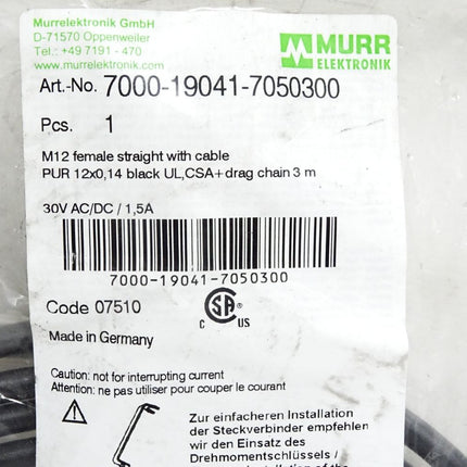 Murr Elektronik 7000-19041-7050300 Sensor-kabel / Neu OVP