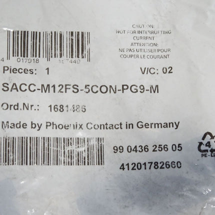 Phoenix Contact 1681486 SACC-M12FS-5CON-PG9-M Steckverbinder / Neu OVP