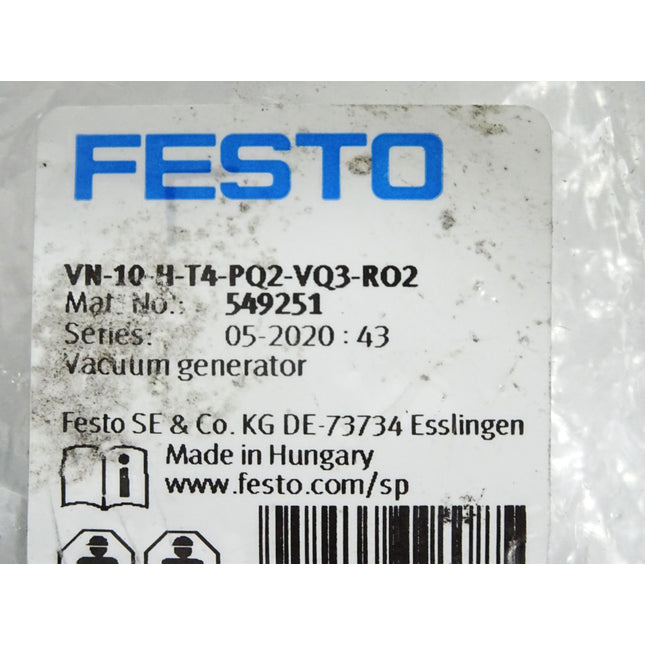Festo 549251 VN-10-H-T4-PQ2-VQ3-RO2 Vakuumsaugdüse / Neu OVP