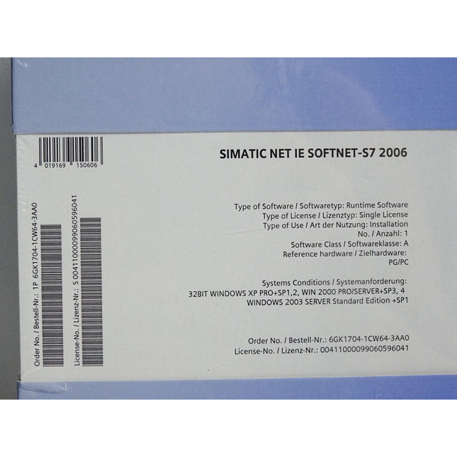 Siemens Software Simatic NET IE SOFTNET-S7 2006 6GK1704-1CW64-3AA0 / Neu OVP