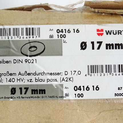 Würth Scheiben DIN9021 140HV 17mm 041616 / 100 Stück - Maranos.de
