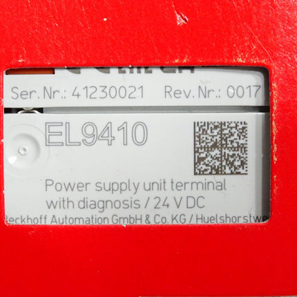 Beckhoff EL9410 Rev.0017 Netzteilklemme / Neu OVP