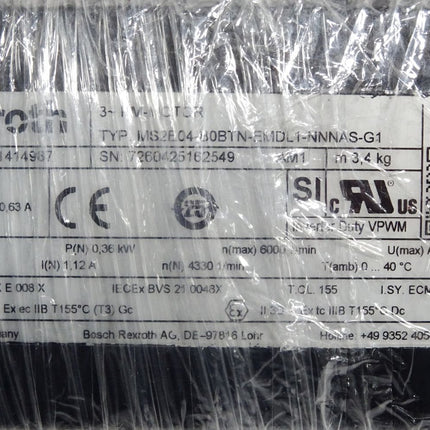 Rexroth Servomotor R911414987 MS2E04-B0BTN-EMDL1-NNNAS-G1 0.36kW 4330min-1 / Neu