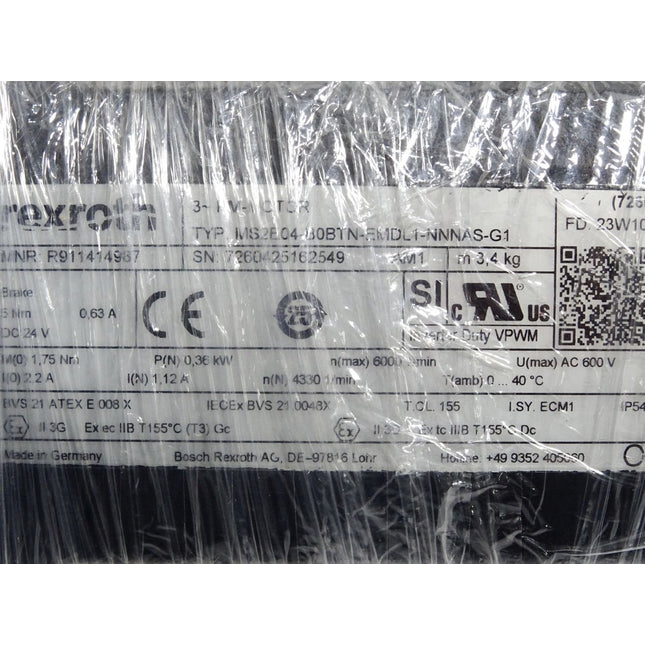 Rexroth Servomotor R911414987 MS2E04-B0BTN-EMDL1-NNNAS-G1 0.36kW 4330min-1 / Neu