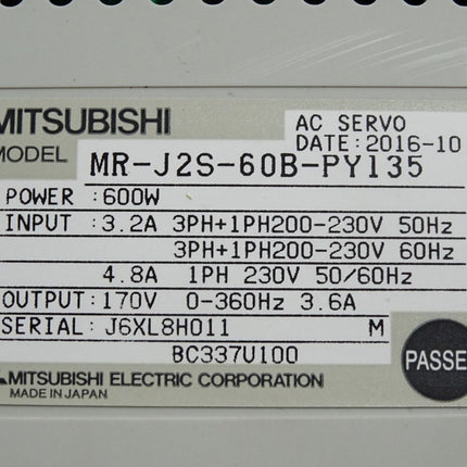 Mitsubishi MR-J2S-60B-PY135 AC Servo 600W AC Servo - Maranos.de