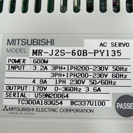 Mitsubishi MR-J2S-60B-PY135 AC Servo 600W - Maranos.de