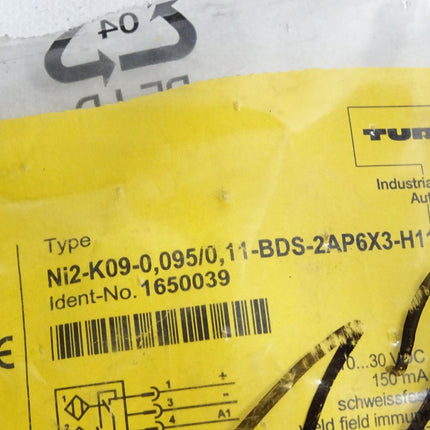 Turck Induktiver Sensor Ni2-K09-0,095/0,11-BDS-2AP6X3-H1141 1650039 / Neu OVP - Maranos.de