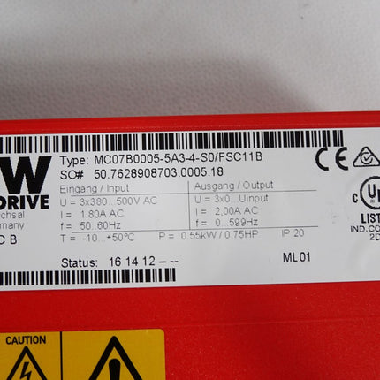 SEW Movitrac Umrichter 0.55kW MC07B0005-5A3-4-S0 FSC11B - Maranos.de