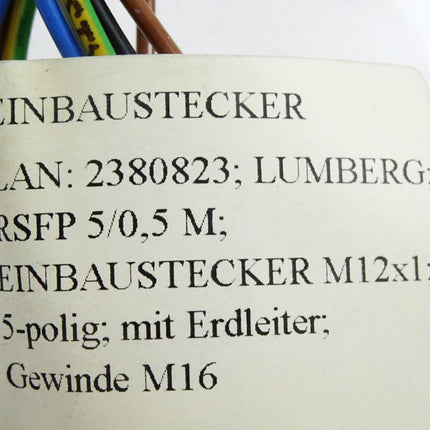 Lumberg Automation Einbaustecker M12x1 RSFP5/0,5 M 5-polig mit Erdleiter M16 Neu - Maranos.de