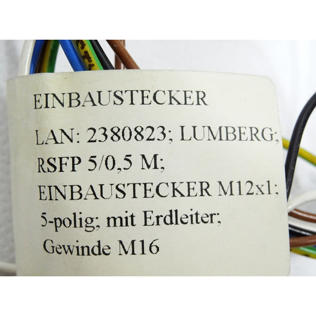 Lumberg Automation Einbaustecker M12x1 RSFP5/0,5 M 5-polig mit Erdleiter M16 Neu - Maranos.de