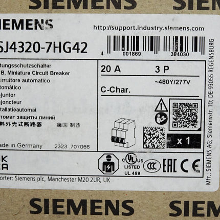 Siemens 5SJ4320-7HG42 Leitungsschutzschalter / Neu OVP