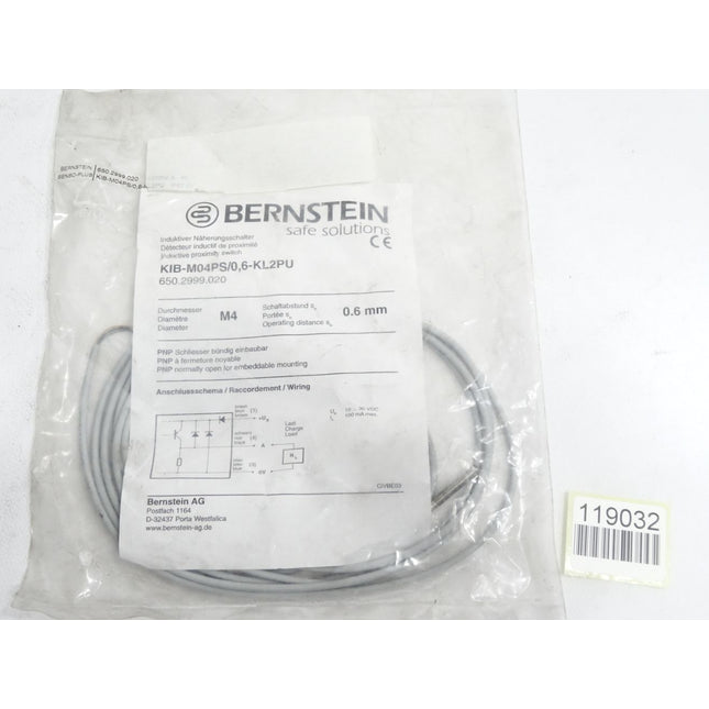 Bernstein Induktiver Näherngsschalter KIB-M04PS/0,6-KL2PU 650.2999.020 / Neu OVP - Maranos.de