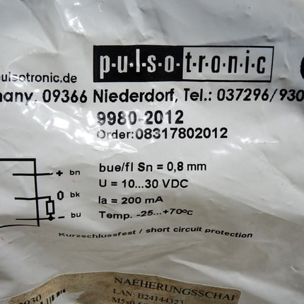 Pulsotronic Sensor 08317802012 KJ0,8-M5EB27-DPS-X0309 9980-2012 / Neu OVP - Maranos.de