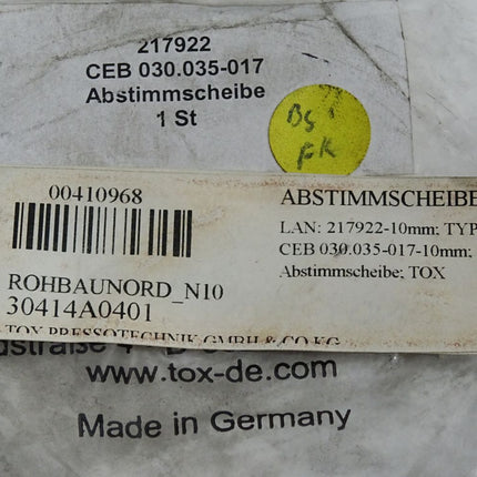 Tox pressotechnik Abstimmscheibe CEB 030.035-017-10mm TOX-217922 / Unbenutzt - Maranos.de
