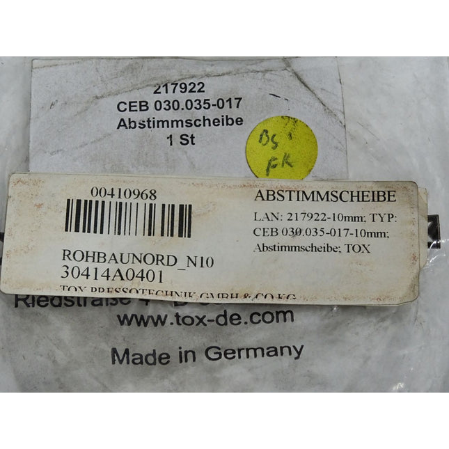Tox pressotechnik Abstimmscheibe CEB 030.035-017-10mm TOX-217922 / Unbenutzt - Maranos.de