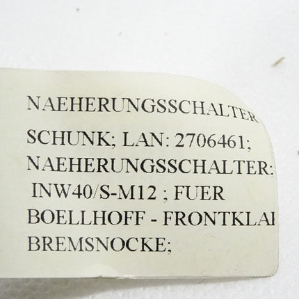 Schunk Näherungsschalter 0301574 SI P IN 40/S IN40-S-M12 / Unbenutzt - Maranos.de