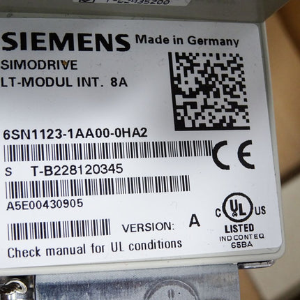 Siemens Simodrive LT-Modul INT. 8A 6SN1123-1AA00-0HA2 Version A / Neuwertig - Maranos.de