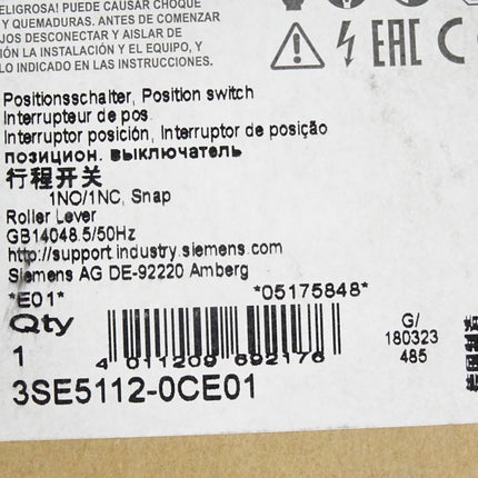 Siemens Positionsschalter 3SE5112-0CE01 / Neu OVP