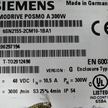 Siemens Simodrive Posmo A 300W 6SN2155-2CM10-1BA1 A5E00297194 3000min-1 - Maranos.de