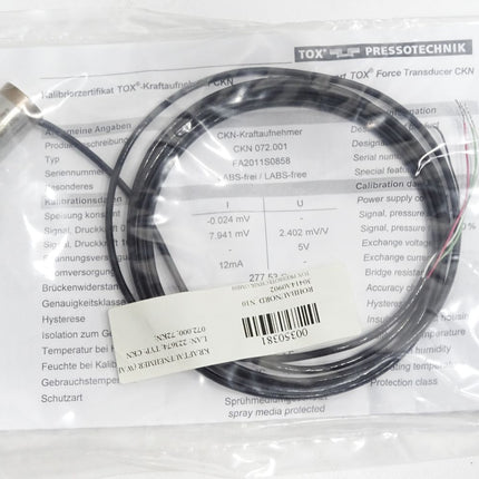 Tox Pressotechnik Presskraftsensor TOX-CKN 072 249472 / Neu OVP - Maranos.de
