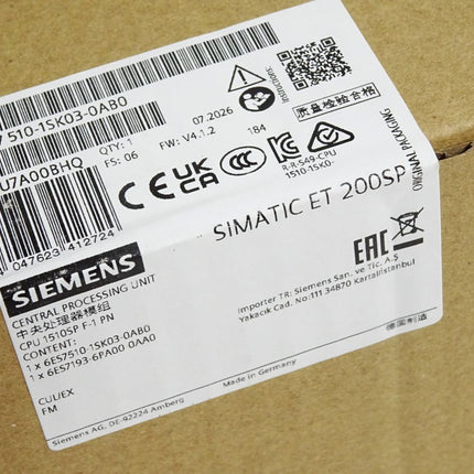 Siemens ET200SP CPU1510SP F-1 PN 6ES7510-1SK03-0AB0 6ES7 510 Neu OVP versiegelt