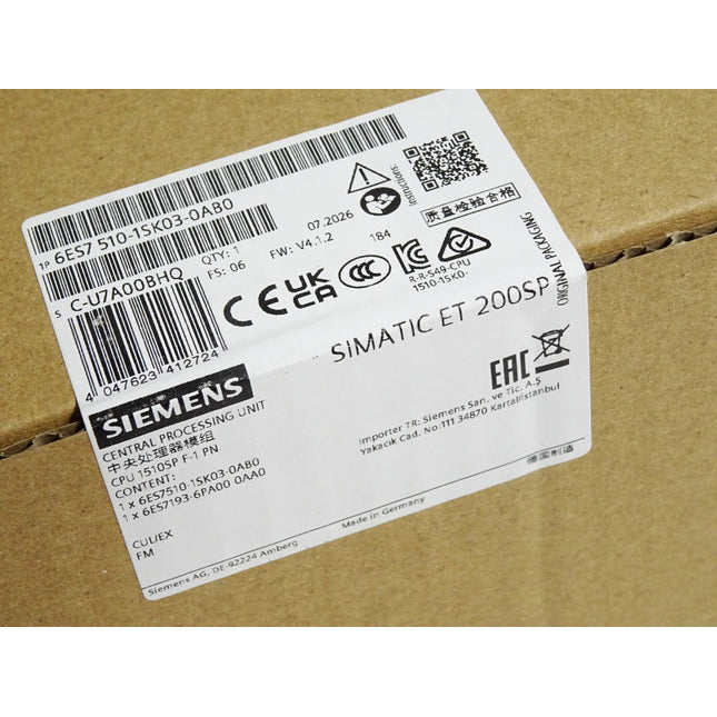 Siemens ET200SP CPU1510SP F-1 PN 6ES7510-1SK03-0AB0 6ES7 510 Neu OVP versiegelt