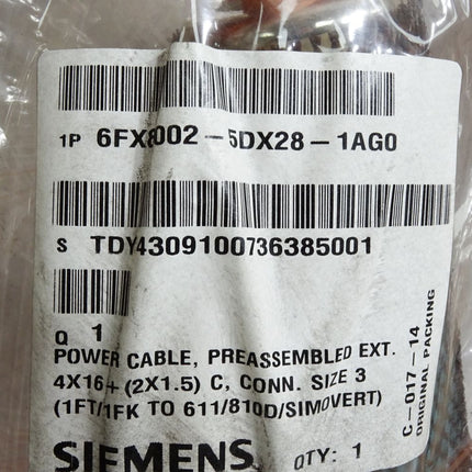Siemens 6FX8002-5DX28-1AG0 power cable extension / Unbenutzt mit Lagerspuren