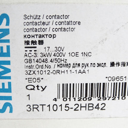 Siemens Koppelschütz 3RT1015-2HB42 / Neu OVP