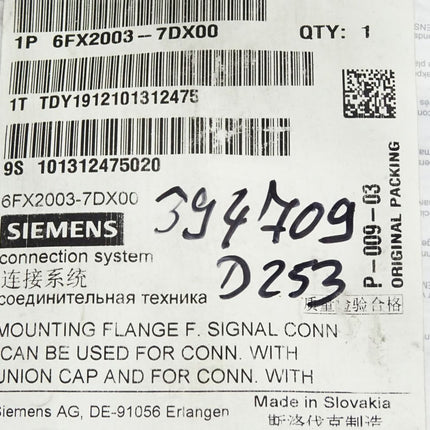 Siemens 6FX2003-7DX00 Montageflansch Signalstecker / Neu OVP