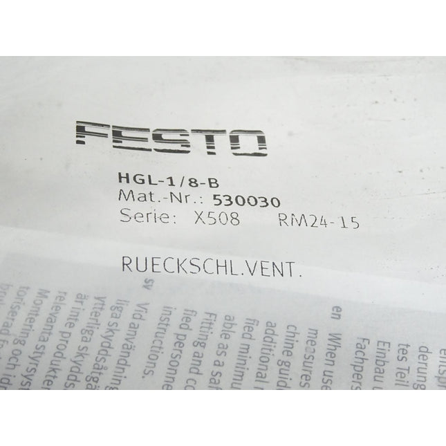 Festo 530030 HGL-1/8-B Rückschlagventil / Neu OVP