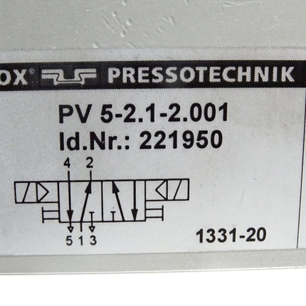 Tox Pressotechnik Pneumatikventil 1/2" PV5-2.1-2.001 221950 / Neu OVP - Maranos.de